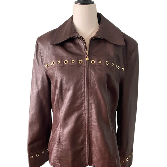 St . John Sport brown Leather Biker jacket - Picture 1 of 14